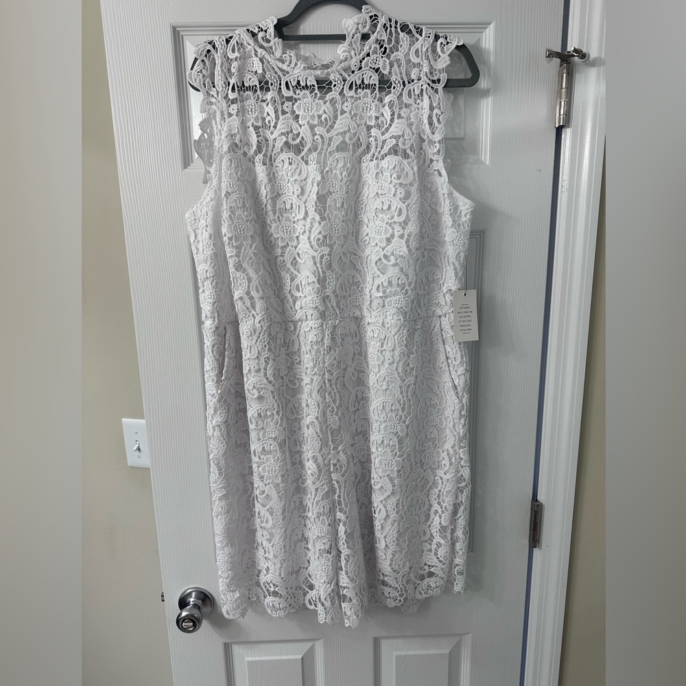 Eloquii Studio Intricate White Lace Romper